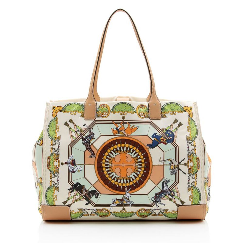 Tory Burch Printed Nylon Leather Ella Tote